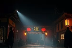 半城烟雨剧集封面，雨天青石板路与一把油纸伞